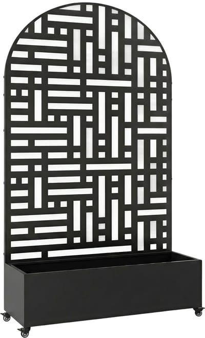 Plantenbak met privacyscherm Bernalda 190x120x38 cm zwart casa.pro