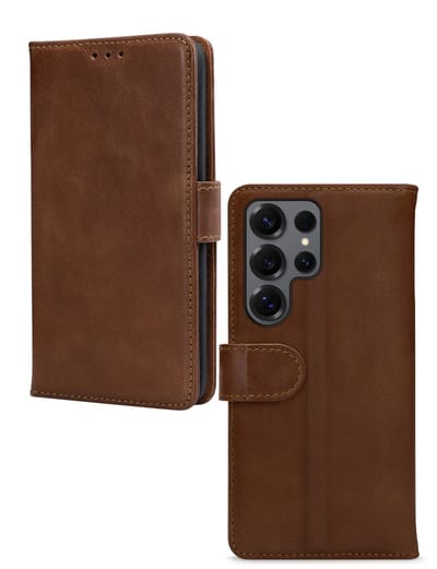 Mobilize Telefoonhoesje geschikt voor Samsung Galaxy S26 Ultra Hoesje Echt Leer | Mobilize Wallet Bookcase Portemonnee | Pasjeshouder voor 3 Pasjes | Telefoonhoesje voor Pinpas / OV Kaart / Rijbewijs - Bruin