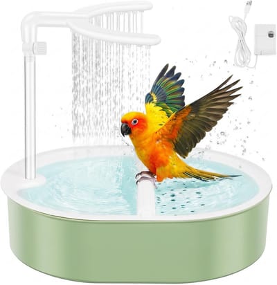 Dubbel vogelbad - Verstelbare waterstroom - USB voeding - Voor parkieten - Groen