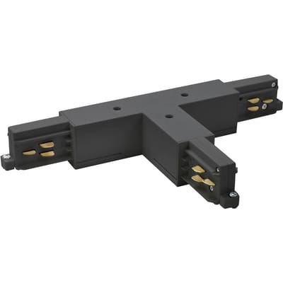 BRUMBERG T-verbinding ONETRACK, zwart, aardedraad links