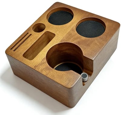 Dailygoods - Espresso-stamperstation, tamperstation 51 mm/54 mm, notenhout, in hoogte verstelbaar station, tamperstation van walnoothout, multifunctionele koffietamperhouder van hout (A)