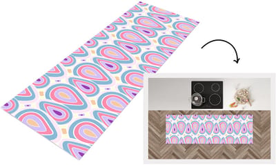 Keukenloper 150x50 cm - Keukenmat vinyl Patroon - Agaat - Retro - Paars - Keukenmatten loper - Keuken vloerkleed tapijt