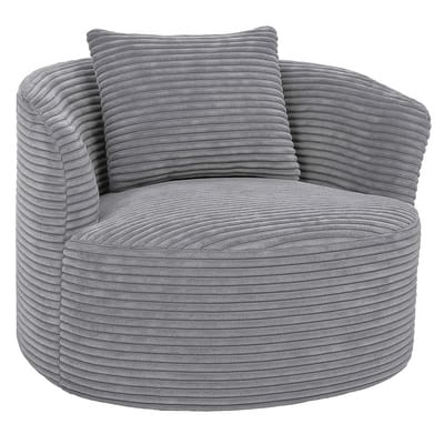 Fauteuil MCW-P18, loungefuteuil, relaxfauteuil, gestoffeerde fauteuil, cocktailfauteuil, stof/textiel corduroy (370 g/m²) ~ lichtgrijs