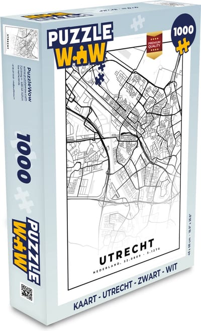 Puzzel Kaart - Utrecht - Zwart - Wit - Legpuzzel - Puzzel 1000 stukjes volwassenen
