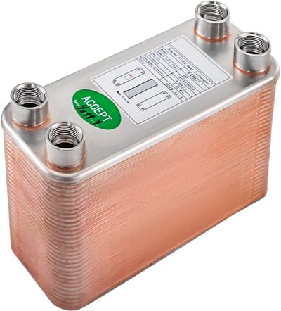 60 platenwarmtewisselaar, 1/2" BSP FPT-aansluitingen, roestvrij staal 316L, gesoldeerde plaat voor warmwaterverwarming