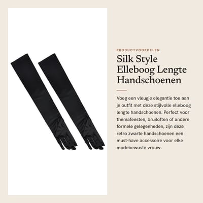 Dailygoods- Ellebooghandschoenen Retro Stijl - Zijden Look - 2 Stuks - 19 Inch Lengte - Perfect voor Themafeesten - Synthetisch Materiaal - Handschoenen