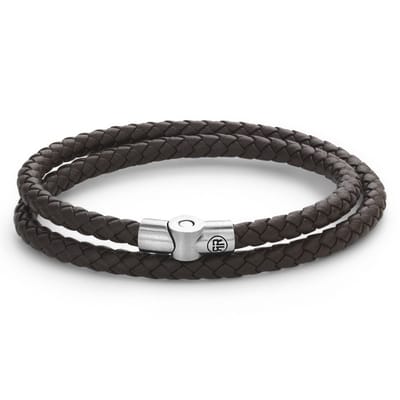Rebel & Rose armband Full Metal Double Round Brown unisex RR-M0039-S