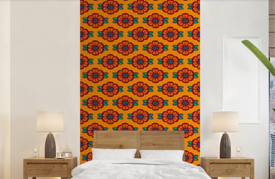 Behang - Fotobehang Design - Retro - Rozen - Oranje - Breedte 150 cm x hoogte 240 cm