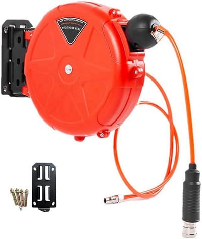 Luchtslanghaspel - Automatische oproller - Werkplek Organiseren - Wandmontage Zwenkhouder - 10 meter - Rood