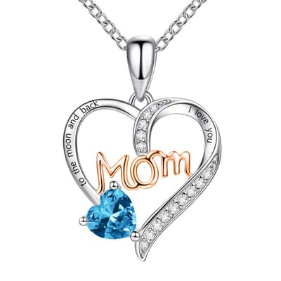 Lumici® | Mama Ketting v2 – “I Love You – To the Moon and Back” Bicolor met Hartjes Zirkonia – Ketting Voor Moeder – Mom Necklace – Cadeau Voor Haar – Moederdag Geschenk – Dames Ketting – Collier – Valentijn – Liefde – Zilver / Rosegoud / Goud