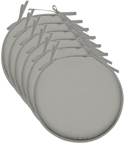 Stof Textile Home stoelkussens - 6x - lichtgrijs - D40 x H3 cm - voor binnen - touwtjes sluiting - zitkussens plat - rond