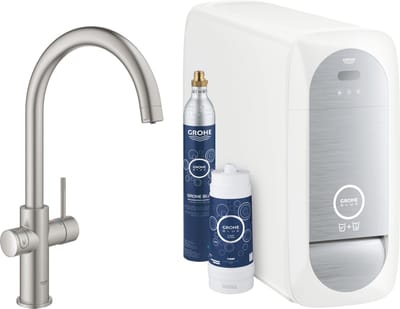 GROHE Blue Home Duo Keukenkraan - Met Bluetooth en WIFI - Starterkit - C-Uitloop - RVS - Voor gezuiverd, gekoeld en bruisend water
