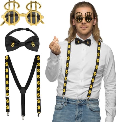 Boland - Set Dollar - Volwassenen - Mannen - Pooier - Gangster - Pimp - 90's - Carnaval - Themafeest
