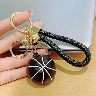 Mini Basketbal Sleutelhanger Schattige Meisjes Hanger Tas Hanger Creatief Rubber Auto Sleutelhanger Accessoires voor Vrouwen Cadeau zwart
