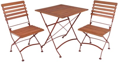 MaximaVida inklapbare vierkante acacia bistroset Toscana 70 cm roestbruin - zonder armleuning