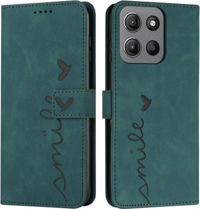 Coverup Hoesje - Geschikt voor Motorola Moto G15 / G17 (Power) Hoesje - Coverup Smile Book Case - Groen