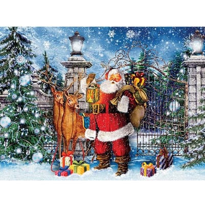 Diamant schilderij portret foto kruissteek diamant borduurwerk Kerstman kerstdecor 20X30CM gray