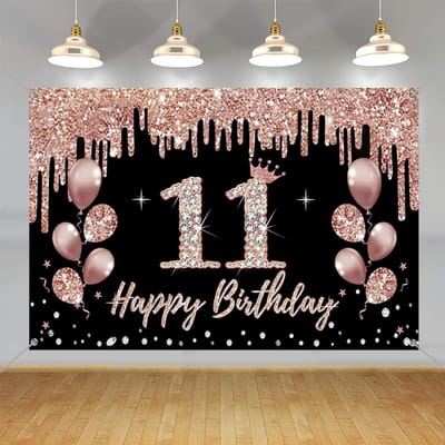 Solidchoice - Feestdecoratie voor 11e Verjaardag in Zwart en Roségoud