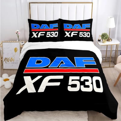DAF Vrachtwagen Logo Dekbedovertrek Cartoon Dekbed Beddengoedset Zachte Dekbedovertrek en Kussenslopen voor Tieners Jongen Eenpersoons/Tweepersoons/Queen/King AU Single(140x210cm)