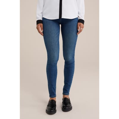 We Fashion 5-pocket Mid Waist Dark Blue Maat: W26L30 | Skinny Jeans Outlet | Dames | Blauw
