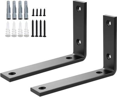 Floating Shelf Carrier - 90 Graden Wandbeugel voor Hoekplank, Metalen L-vormige Steun, Boekenplank Beugel, 150mm x 100mm, Zwart, 2 Stuks, Ideaal voor Thuis en Kantoor