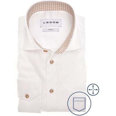 Ledûb Overhemd Fine-Circle Fantasy Collar Contrast Wit / male