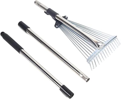 Tuinhark - Onkruid hark - Bodem Egaliseren - Telescopische Steel - 137 cm - Zilver