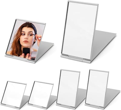 Set van 6 Draagbare Spiegels - Ultra Dunne Vouwspiegel voor Reizen, School en Make-up, Ideaal voor Kamperen en Dagelijks Gebruik