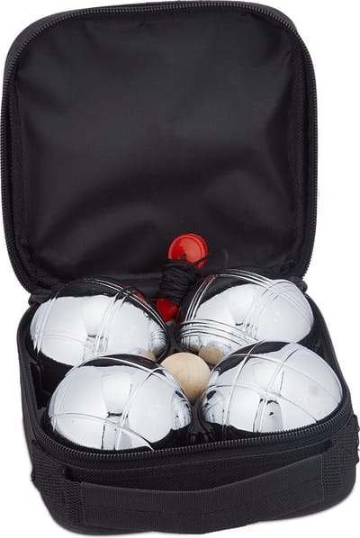 jeu de boules set - 4 metalen wedstrijdballen - but - meetlint - tas - accessoires