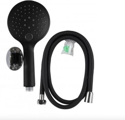 Naturn Living™ Mat zwarte douche set - Douchekop met Slang, Houder en bevestigingsmateriaal - Waterbesparend – Regendouche - Zwart Mat