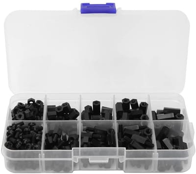 Set van 300 M3 Nylon Schroefmoeren - Hex Socket, Strip Spacers en Bevestigingsmaterialen voor Diverse Toepassingen