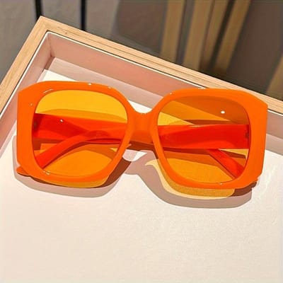 Feestelijke Strandfeest Club Zonnebrillen: Oversized, Vierkante Monturen in Levendige Kleuren - Perfect voor Zomerpret! Reisbril voor Buiten