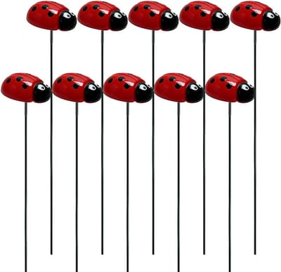 Lieveheersbeestje Palen - Tuindecoratie Stokken - Tuin Aankleden - Weerbestendige Hars - 10 stuks - Rood en Zwart