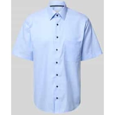 ETERNA comfort fit overhemd korte mouw - twill - lichtblauw