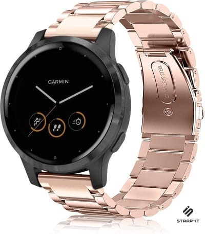 Stalen bandje schakelarmband geschikt voor Garmin Venu 2s / Garmin Vivomove 3s / Garmin Vivoactive 4s bandje staal rose goud metaal schakels - Band smartwatch metaal - Rosegoud