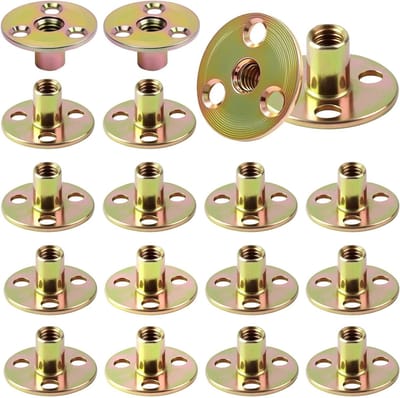 T-moeren met gaten - Inslagmoeren Flensmoeren - Meubelbevestiging Hobby - Gegalvaniseerde Plaat - M8 18 stuks - Goud