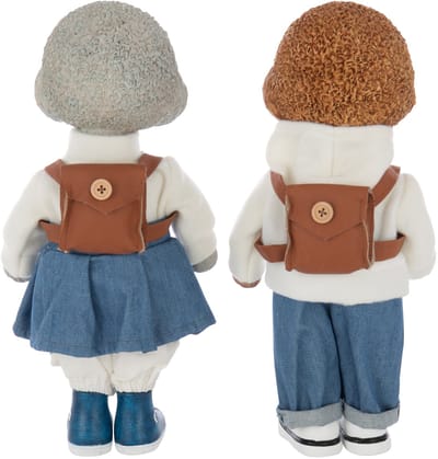 J-Line figuur Poedel Kleed + Tas - polyresin - mix - large - 2 stuks