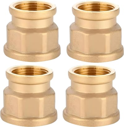 4-delige Messing Verbindingsset voor Pijpen, IG 1 Inch naar IG 3/4 Inch, Dubbele Nippel met Vrouwelijke Draad, Ideaal voor Water- en Gasleidingen