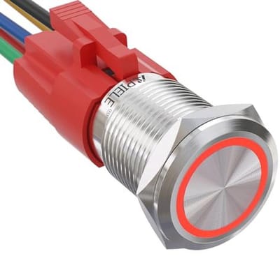 Drukschakelaar 16mm met vergrendeling - Waterdicht en LED-verlichting voor Auto, Camper, Vrachtwagen en Boot