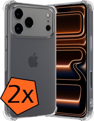 Hoes - 2 Stuks - Geschikt voor Apple iPhone 17 Pro Max - Sterk & Shockproof - Siliconen Case - Back Cover - Telefoon Hoesje Shock Proof - Transparant