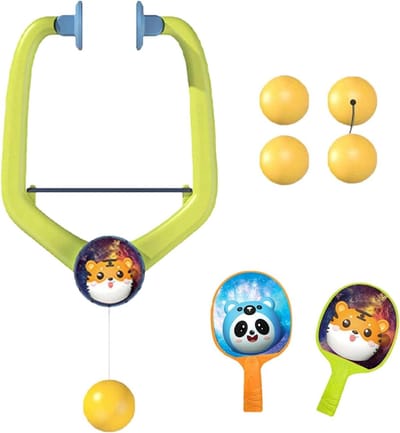 Tafeltennis Set - Pingpong Oefening - Zelf Training - Draagbaar Geen Tafel - 1 Opknoping Set - Meerkleurig