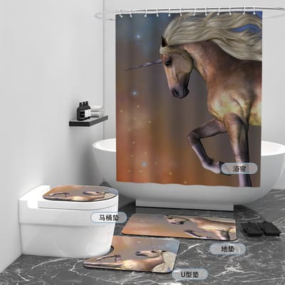 Floraweg Douchegordijn,Shower Curtain,badgordijn,badkamergordijn,Fantastische eenhoorn,-topkwaliteit - digitale printen -Anti Schimmel - Inclusief 12 ringen -met 12 stuks douchegordijnhaken – Waterdicht -Wasbaar- Polyester - 180x200 cm