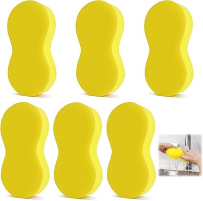 Set van 6 Universele Auto Schoonmaak Sponzen - Super Absorberend, Ideaal voor Auto en Keuken, 22 x 11 x 4.5 cm