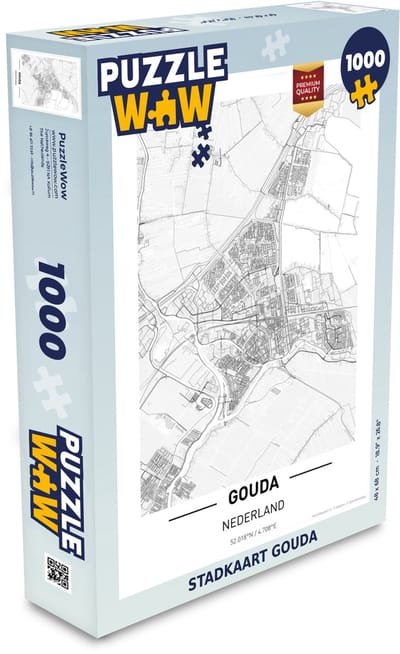 Puzzel Stadkaart Gouda - Legpuzzel - Puzzel 1000 stukjes volwassenen