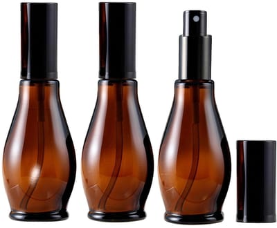 Dailygoods- Sprayflessen 100ml - Amber Glas - 3 Stuks - Fijne Mist Spray - Antidust Deksel - Herbruikbaar en Recyclebaar - Fles