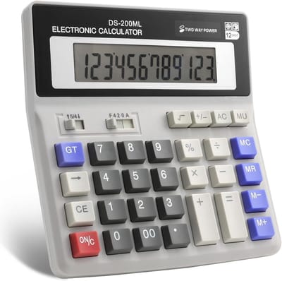 Grote Desktop Rekenmachine met 12 Cijfers & LCD Scherm - Voor Kantoor en Thuisgebruik
