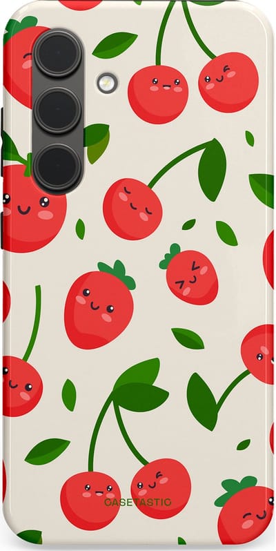 Casetastic Hoesje Geschikt voor Samsung S24 - Stijlvolle Beschermende Duo-layer Case - Knappe Kers
