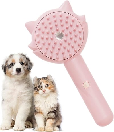 Stoomborstel voor Huisdieren - Verzorgingsborstel Spray - Vacht Verzorgen - Pluis en Klit Verminderend - 17.2 cm - Wit