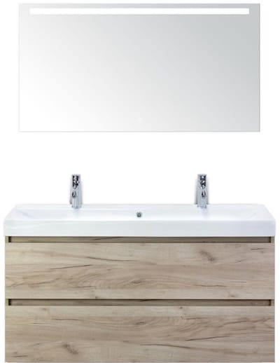 Maxx XL Badmeubelset 120 cm - Craft Oak - Wastafel Just Enkel 2 Kraangaten met LED Spiegel