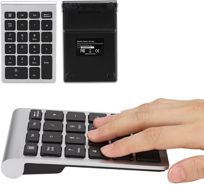 Jhubersproducts - Draadloos Numeriek Toetsenblok - USB Toetsenbord - Draagbaar en Praktisch - Zilver zwart - Financiële Boekhouding - Voor Notebook en